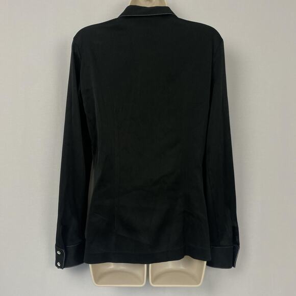 VTG Nicole Miller Stretch Satin Top 10 Large Black Crystal Button Glam Academia - Picture 5 of 13